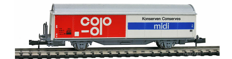 Roco-25068-Hbis-Schiebewandwagen-coop-midi-Konserven-SBB