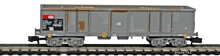 Arnold-Hornby-6062-1-Eaos-Hochbordwagen-Set-gealtert-SBB-Holzschnitzel-Ladung