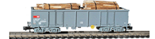 Fleischmann-8283-8706-Hochbordwagen-SBB-grau-Baumstaemme-Ladung