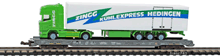Fleischmann-90-8271-HUPAC-Zwischen-Niederflurwagen-SBB-Herpa-LKW-Zingg