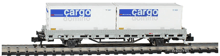 Hobbytrain-2914-2-Ks-Rungenwagen-SBB-mit-Containern-cargo-domino