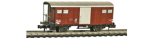 Hobbytrain-31072-Gedeckter-Gueterwagen-Haltestangen-SBB-braun
