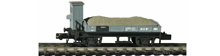 Swisstoys-72-M3-Niederbordwagen-Bremserhaus-grau-BLS-Schotter-Ladung