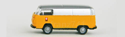 Lemke-Minis-LC3855-VW-T2-PTT-Lieferwagen-Schweizer-Kreuz-Logo